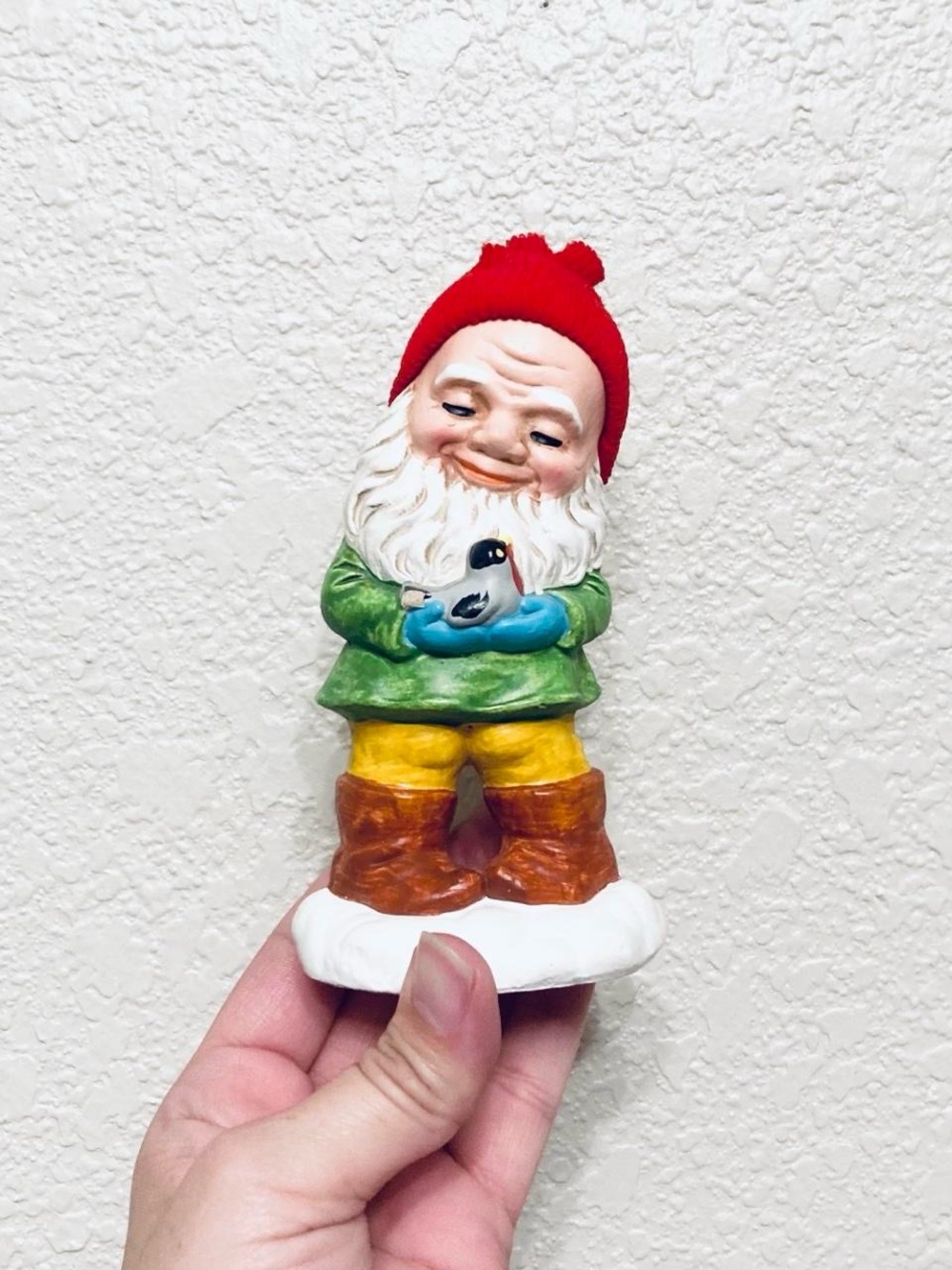 Vintage Ceramic Hand Painted Gnome Figurine Cottagecore Whimsi Garden